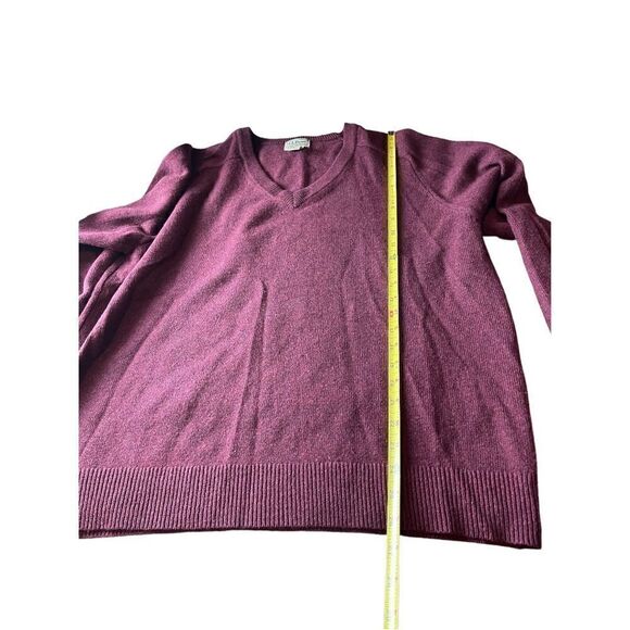 NWT L L Bean Burgundy Mens V Neck Sweater 100% Lambs’ Wool Size L - Picture 5 of 7